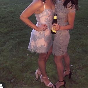 Cocktail dress with pastel lace detailing